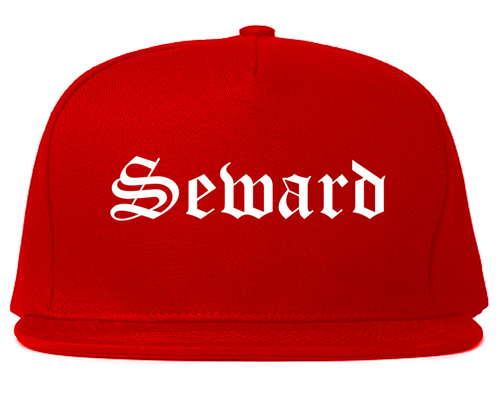 Seward Nebraska NE Old English Mens Snapback Hat Red