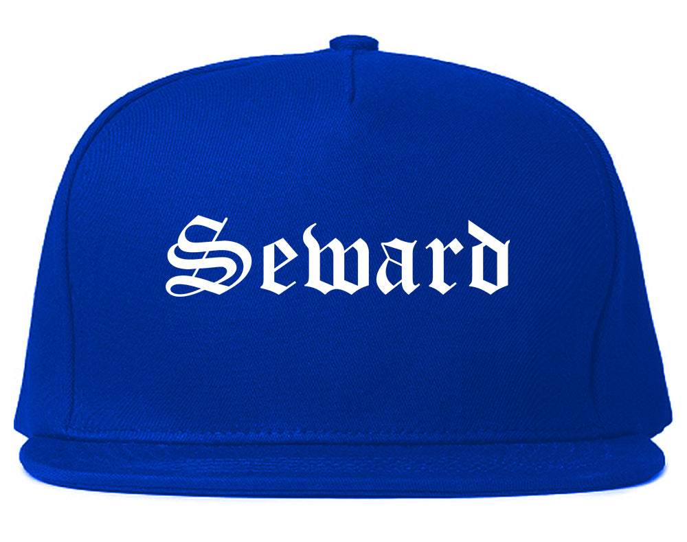 Seward Nebraska NE Old English Mens Snapback Hat Royal Blue
