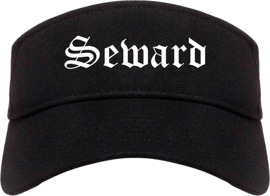 Seward Nebraska NE Old English Mens Visor Cap Hat Black