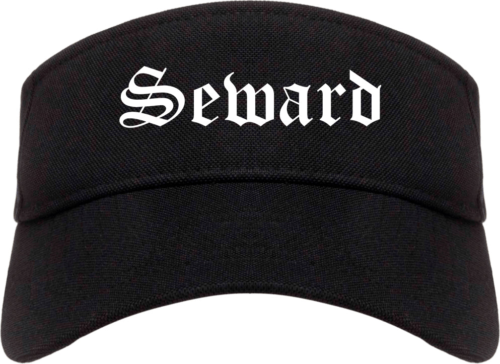 Seward Nebraska NE Old English Mens Visor Cap Hat Black