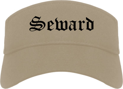 Seward Nebraska NE Old English Mens Visor Cap Hat Khaki