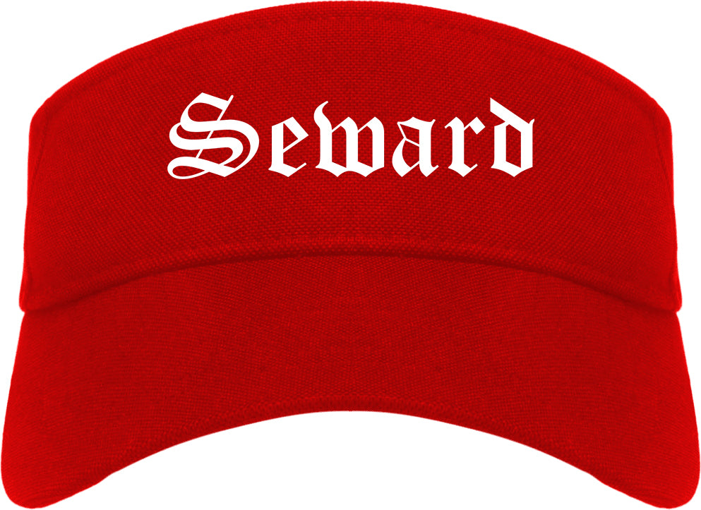 Seward Nebraska NE Old English Mens Visor Cap Hat Red