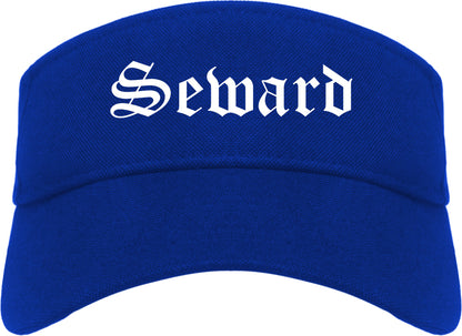 Seward Nebraska NE Old English Mens Visor Cap Hat Royal Blue