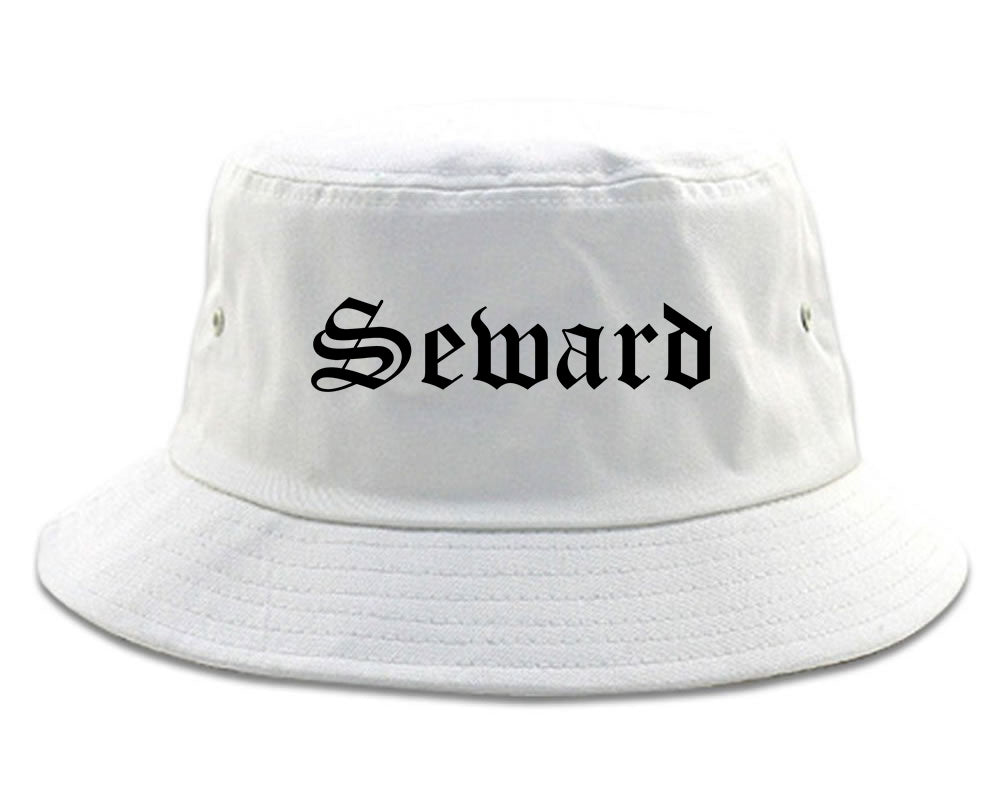 Seward Nebraska NE Old English Mens Bucket Hat White