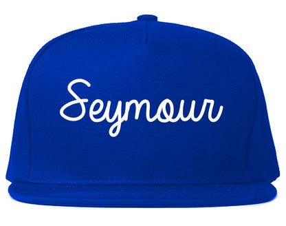 Seymour Indiana IN Script Mens Snapback Hat Royal Blue