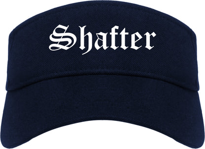 Shafter California CA Old English Mens Visor Cap Hat Navy Blue