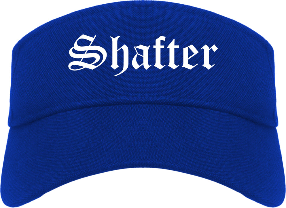 Shafter California CA Old English Mens Visor Cap Hat Royal Blue