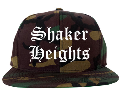Shaker Heights Ohio OH Old English Mens Snapback Hat Army Camo