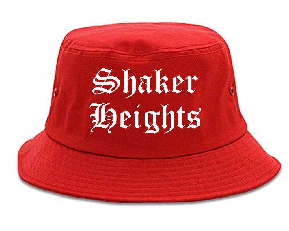 Shaker Heights Ohio OH Old English Mens Bucket Hat Red