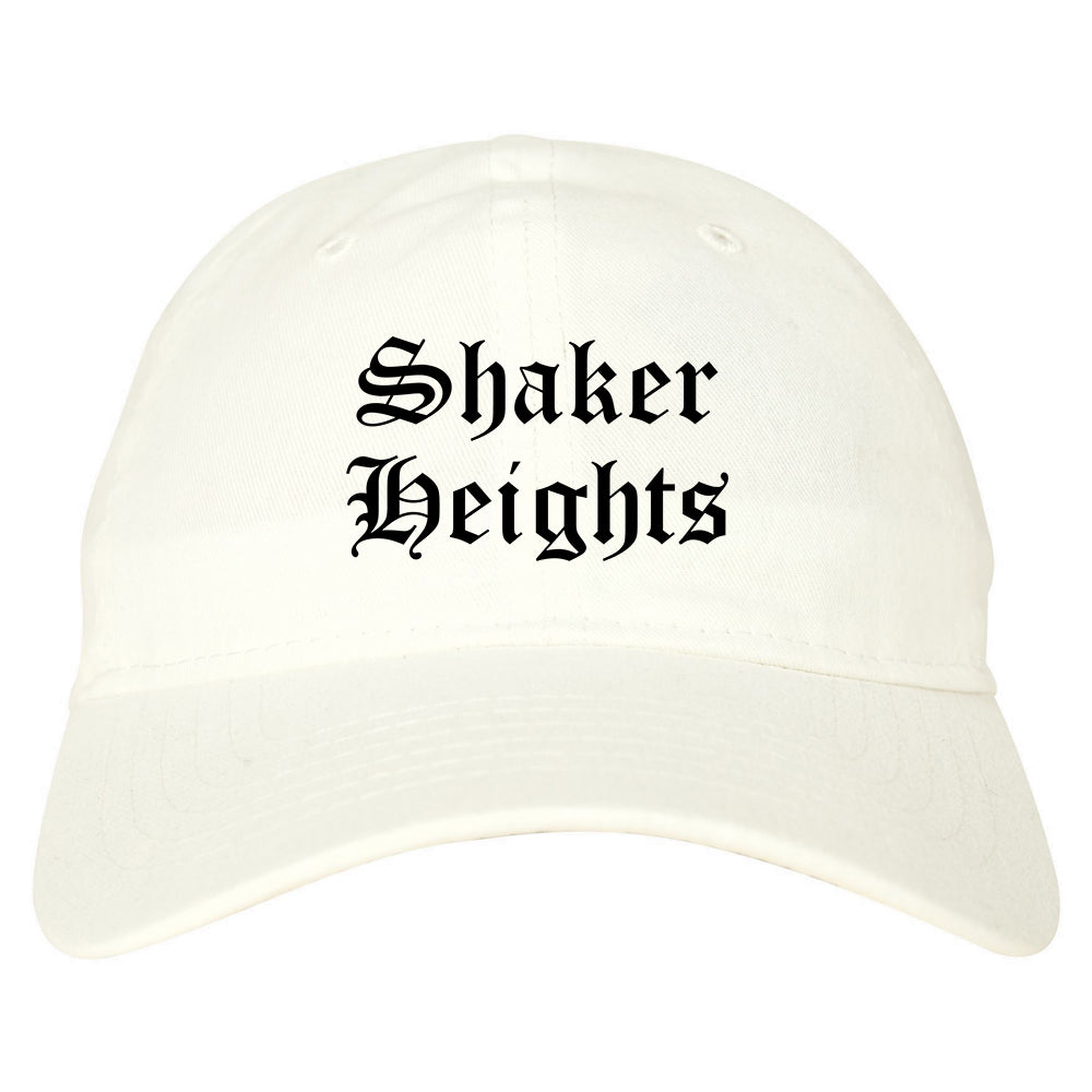 Shaker Heights Ohio OH Old English Mens Dad Hat Baseball Cap White