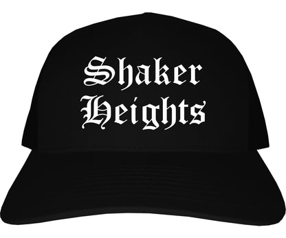 Shaker Heights Ohio OH Old English Mens Trucker Hat Cap Black