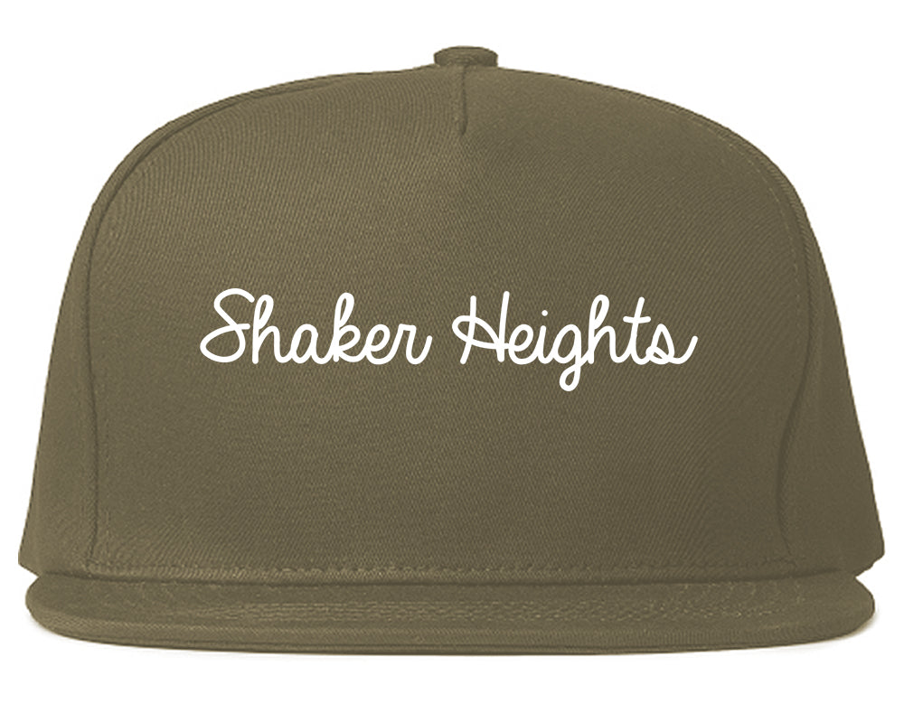 Shaker Heights Ohio OH Script Mens Snapback Hat Grey
