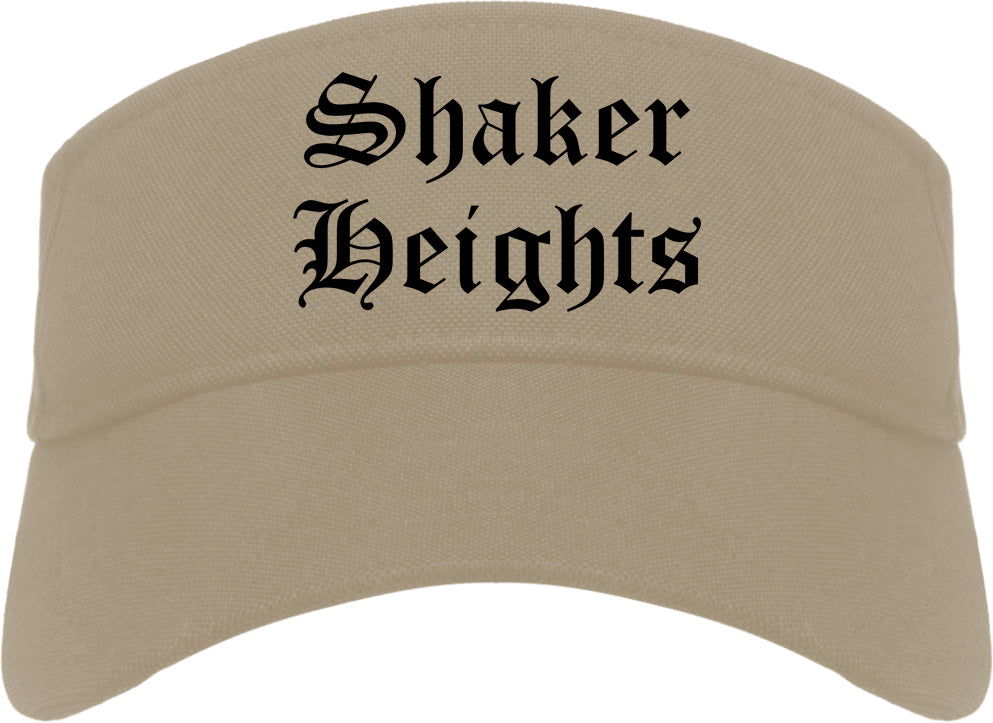 Shaker Heights Ohio OH Old English Mens Visor Cap Hat Khaki