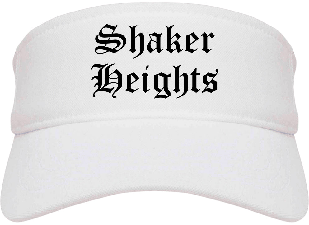 Shaker Heights Ohio OH Old English Mens Visor Cap Hat White