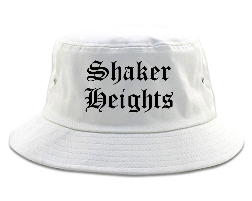 Shaker Heights Ohio OH Old English Mens Bucket Hat White
