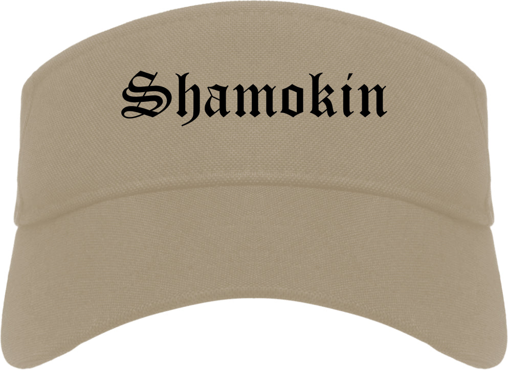 Shamokin Pennsylvania PA Old English Mens Visor Cap Hat Khaki