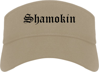 Shamokin Pennsylvania PA Old English Mens Visor Cap Hat Khaki