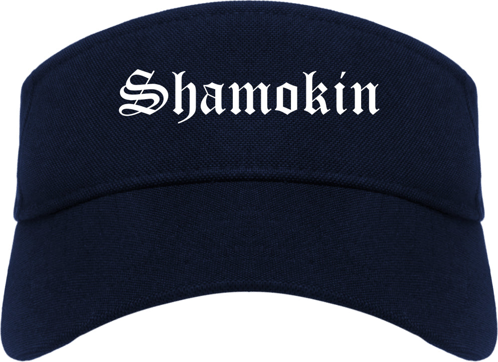 Shamokin Pennsylvania PA Old English Mens Visor Cap Hat Navy Blue