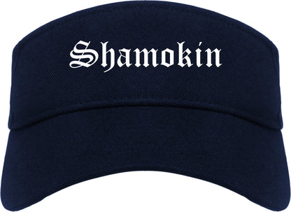 Shamokin Pennsylvania PA Old English Mens Visor Cap Hat Navy Blue