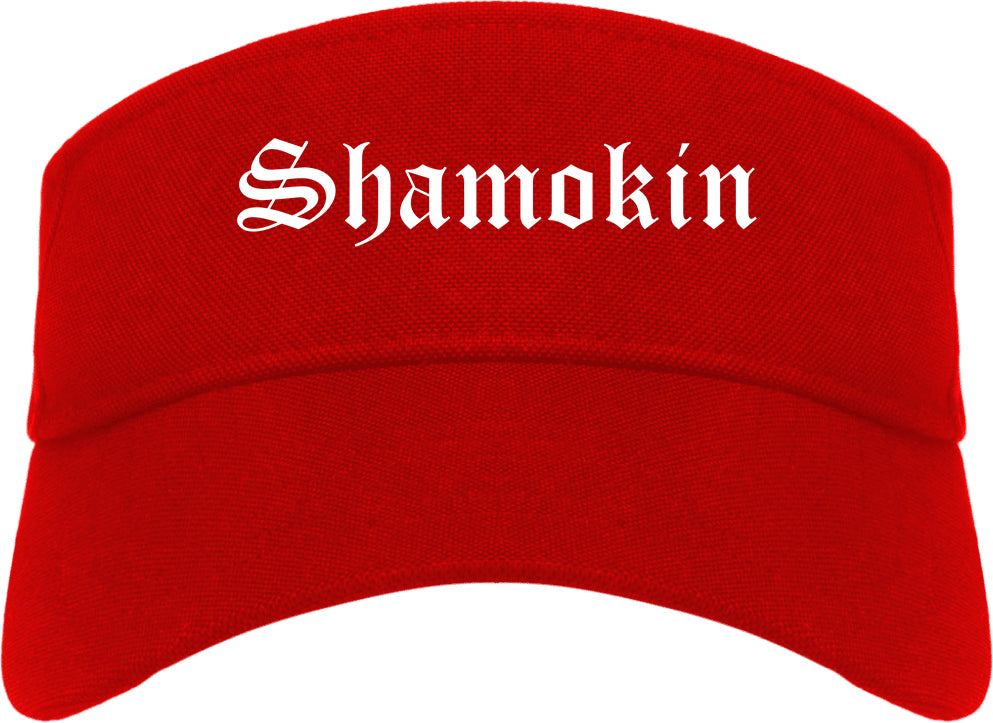 Shamokin Pennsylvania PA Old English Mens Visor Cap Hat Red
