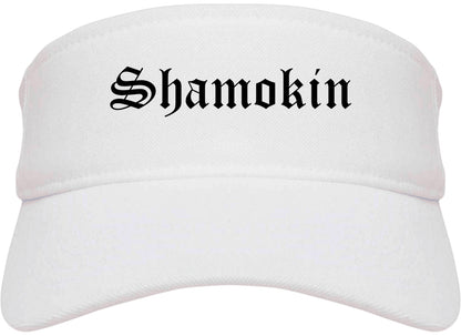 Shamokin Pennsylvania PA Old English Mens Visor Cap Hat White