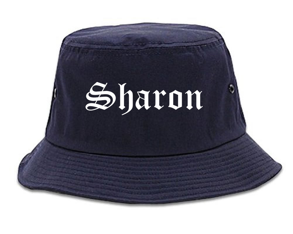 Sharon Pennsylvania PA Old English Mens Bucket Hat Navy Blue