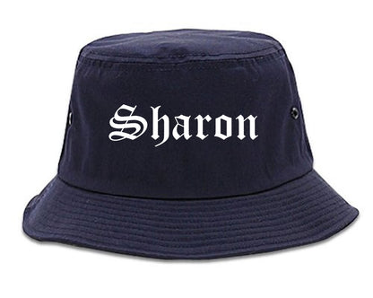 Sharon Pennsylvania PA Old English Mens Bucket Hat Navy Blue