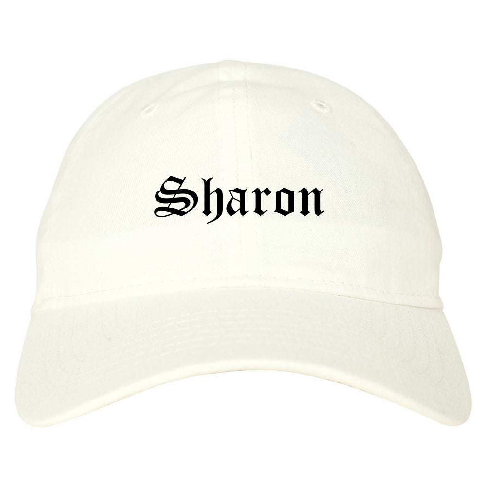 Sharon Pennsylvania PA Old English Mens Dad Hat Baseball Cap White