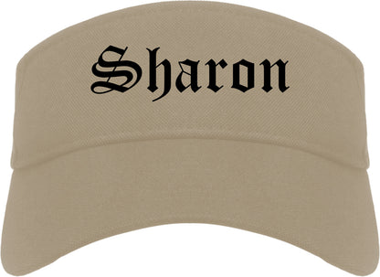 Sharon Pennsylvania PA Old English Mens Visor Cap Hat Khaki
