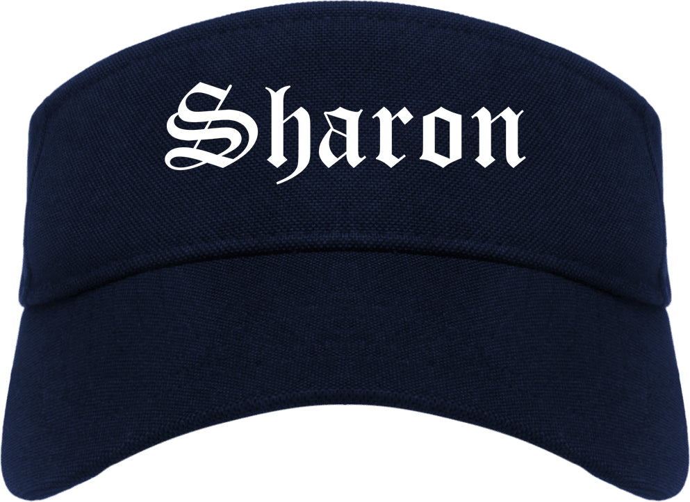 Sharon Pennsylvania PA Old English Mens Visor Cap Hat Navy Blue
