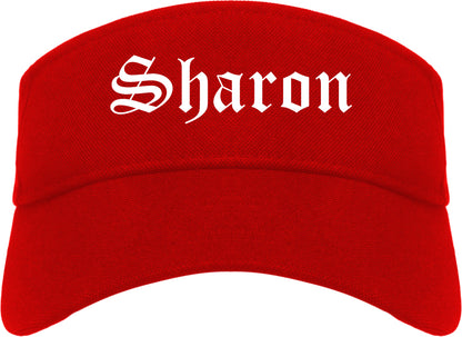 Sharon Pennsylvania PA Old English Mens Visor Cap Hat Red
