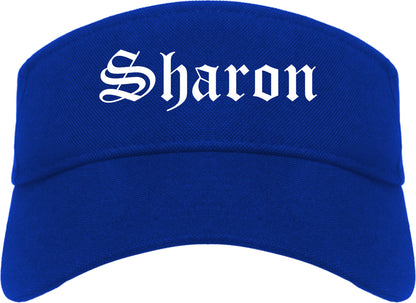 Sharon Pennsylvania PA Old English Mens Visor Cap Hat Royal Blue