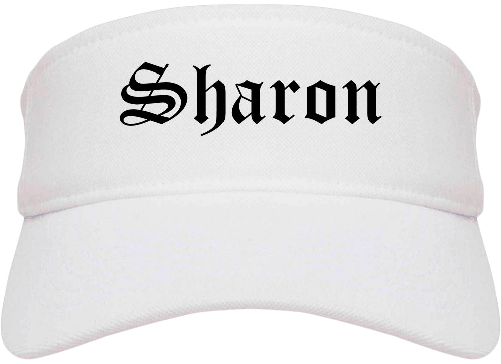 Sharon Pennsylvania PA Old English Mens Visor Cap Hat White