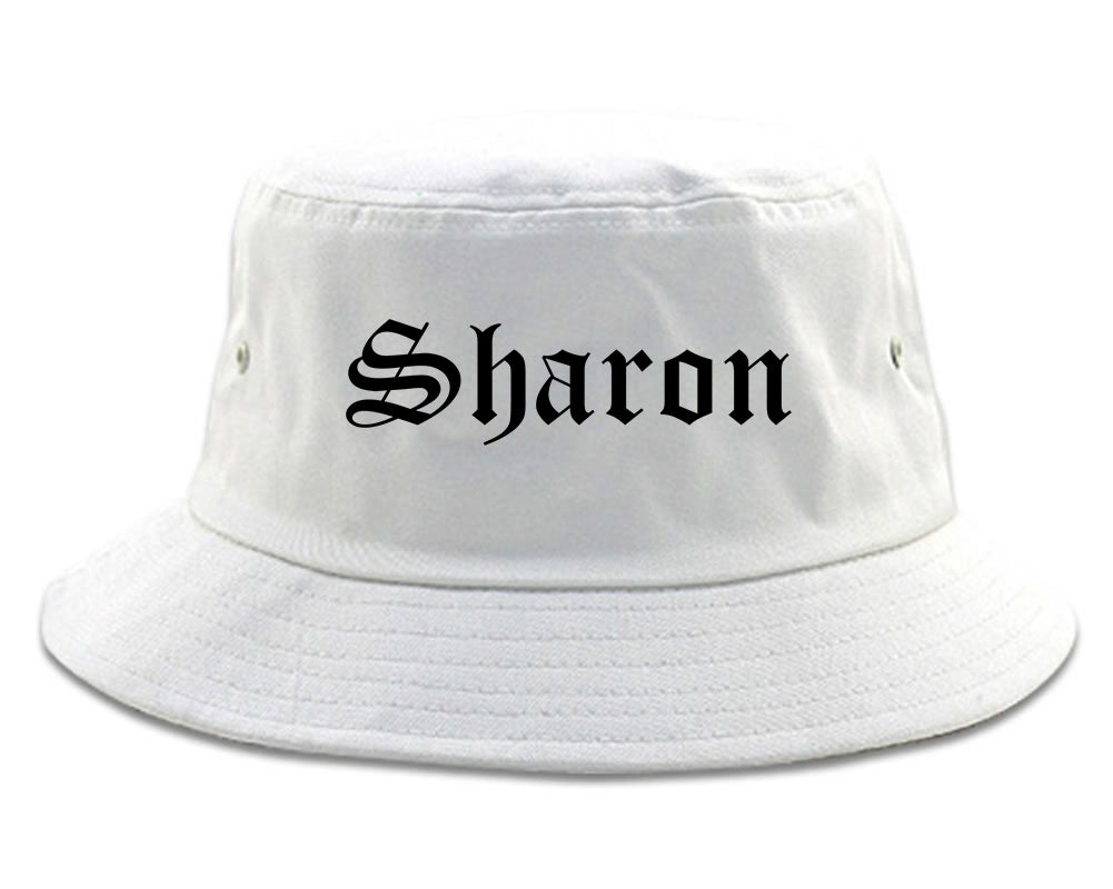 Sharon Pennsylvania PA Old English Mens Bucket Hat White