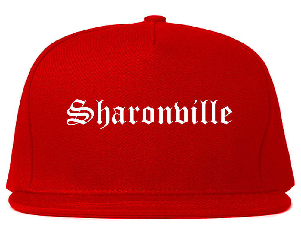 Sharonville Ohio OH Old English Mens Snapback Hat Red