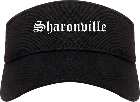 Sharonville Ohio OH Old English Mens Visor Cap Hat Black