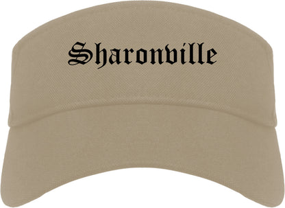Sharonville Ohio OH Old English Mens Visor Cap Hat Khaki