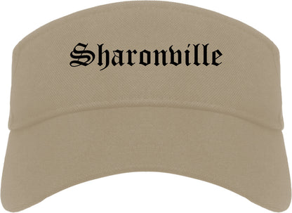 Sharonville Ohio OH Old English Mens Visor Cap Hat Khaki
