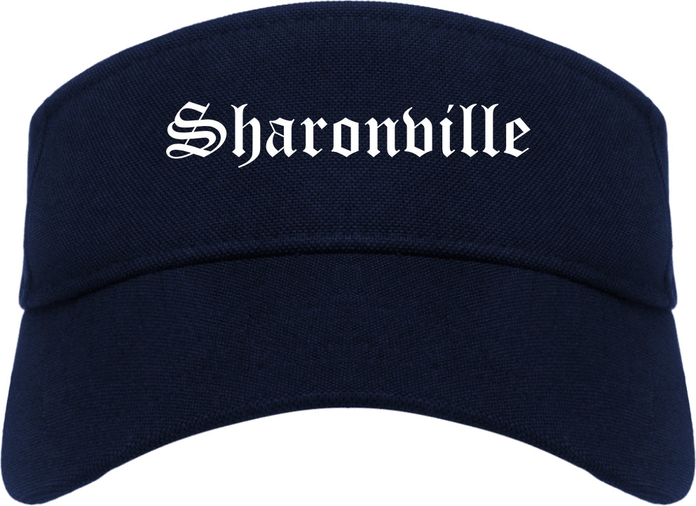 Sharonville Ohio OH Old English Mens Visor Cap Hat Navy Blue