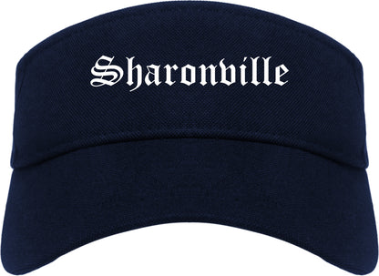 Sharonville Ohio OH Old English Mens Visor Cap Hat Navy Blue