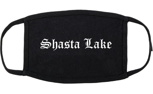 Shasta Lake California CA Old English Cotton Face Mask Black