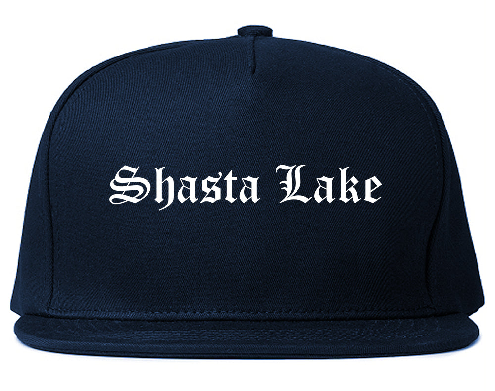 Shasta Lake California CA Old English Mens Snapback Hat Navy Blue