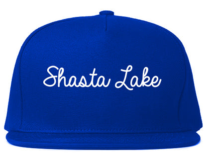Shasta Lake California CA Script Mens Snapback Hat Royal Blue