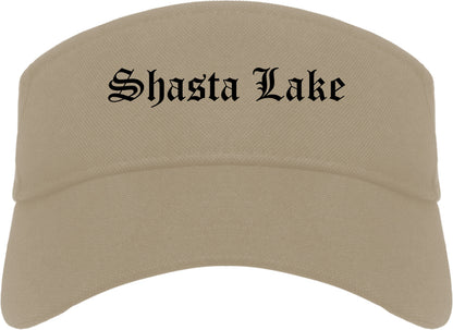 Shasta Lake California CA Old English Mens Visor Cap Hat Khaki