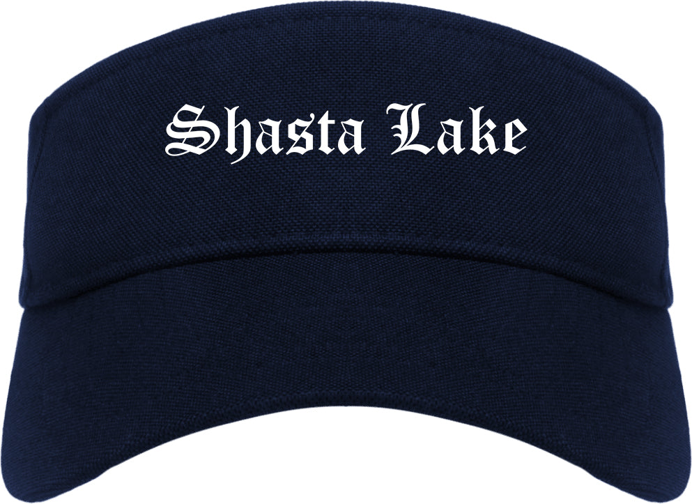 Shasta Lake California CA Old English Mens Visor Cap Hat Navy Blue
