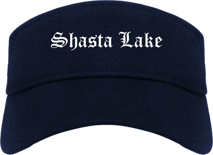 Shasta Lake California CA Old English Mens Visor Cap Hat Navy Blue