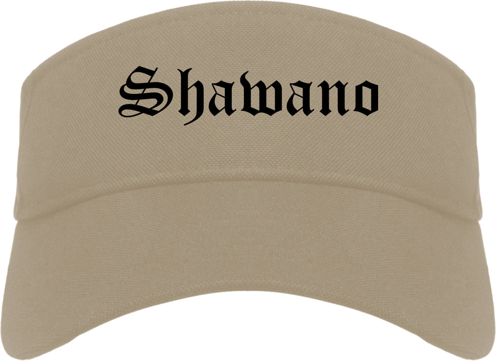 Shawano Wisconsin WI Old English Mens Visor Cap Hat Khaki