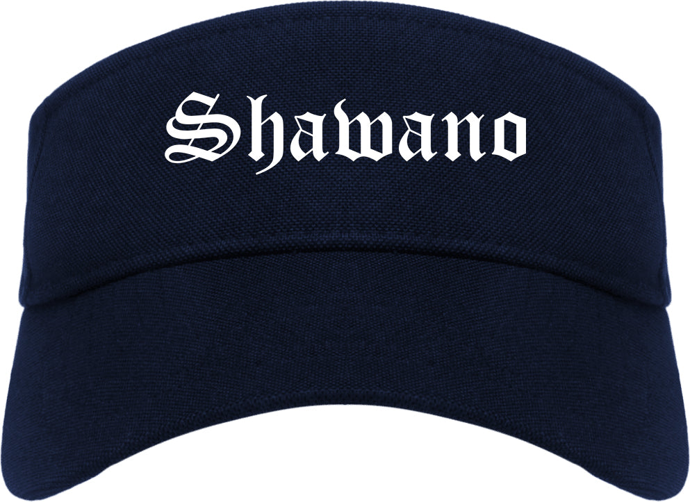 Shawano Wisconsin WI Old English Mens Visor Cap Hat Navy Blue