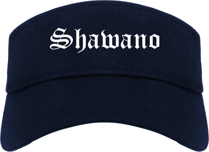 Shawano Wisconsin WI Old English Mens Visor Cap Hat Navy Blue