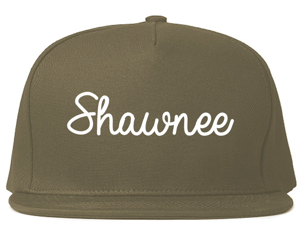 Shawnee Kansas KS Script Mens Snapback Hat Grey